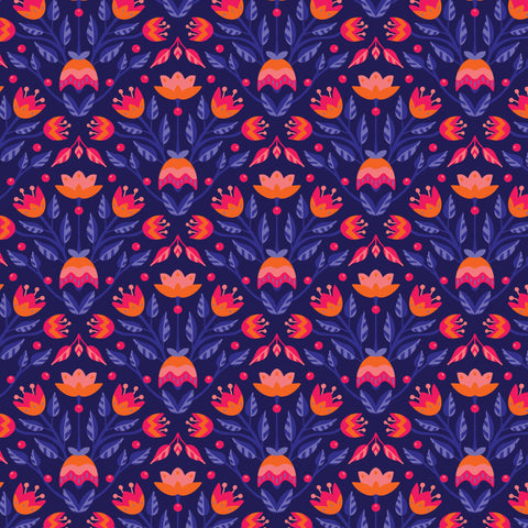 Cloud9 Fabrics, Blooming Garden, Full Bloom, Navy