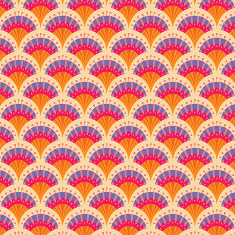 Cloud9 Fabrics, Blooming Garden, Fan Flowers, Pale Orange