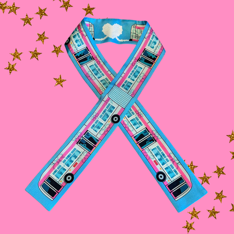 Public Transportation Silk Twilly Skinny Scarf