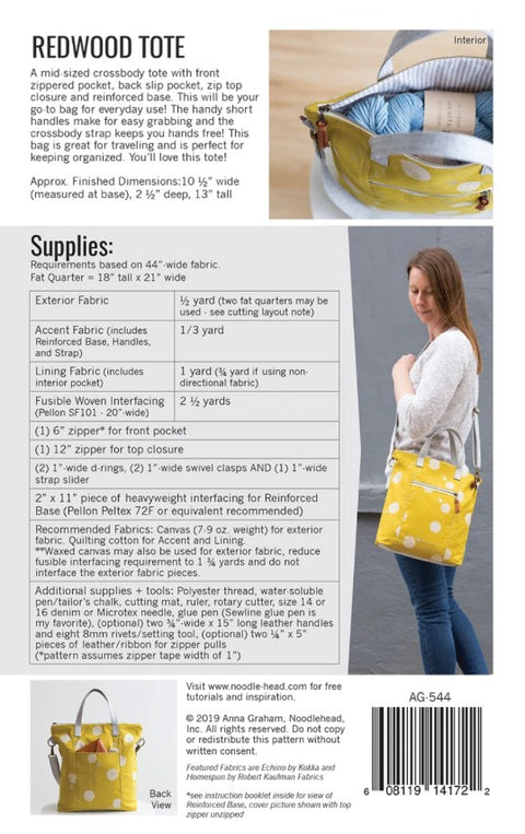 Redwood Tote Pattern - Noodlehead