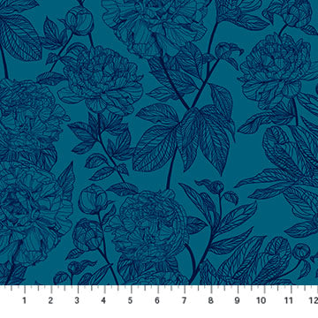Anna Maria Textiles, Anna Maria Perry, Indelible, Peony, Ocean