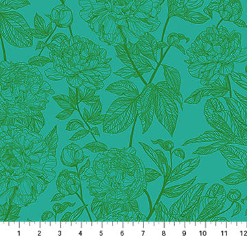 Anna Maria Textiles, Anna Maria Perry, Indelible, Peony, Jade