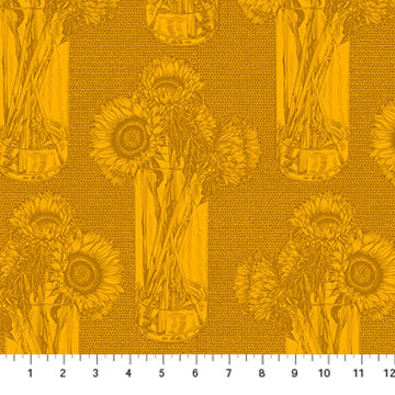 Anna Maria Textiles, Anna Maria Perry, Indelible, Sunflowers, Saffron