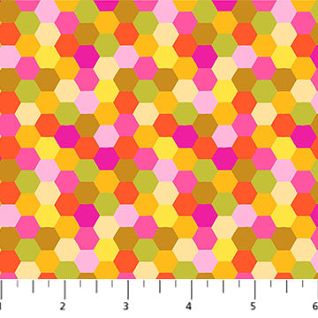 Anna Maria Textiles, Anna Maria Perry, Piecework, Hexagons, Citrus