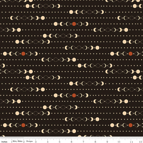 Riley Blake Designs, Secret Garden, Moon Phase, Black