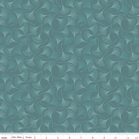 Riley Blake Designs, Secret Garden, Ginkgos, Teal