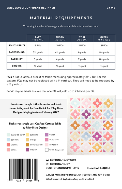 Luminaries Quilt Pattern - Cotton and Joy