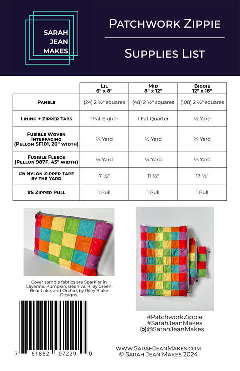 Patchwork Zippie Pattern - Sarah Jean Makes